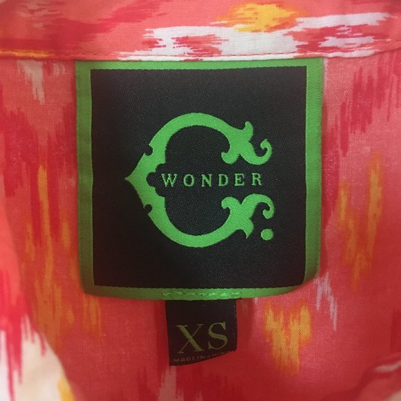 Multicolor ikat pattern XS C-Wonder button down shirt - Picture 5 of 6